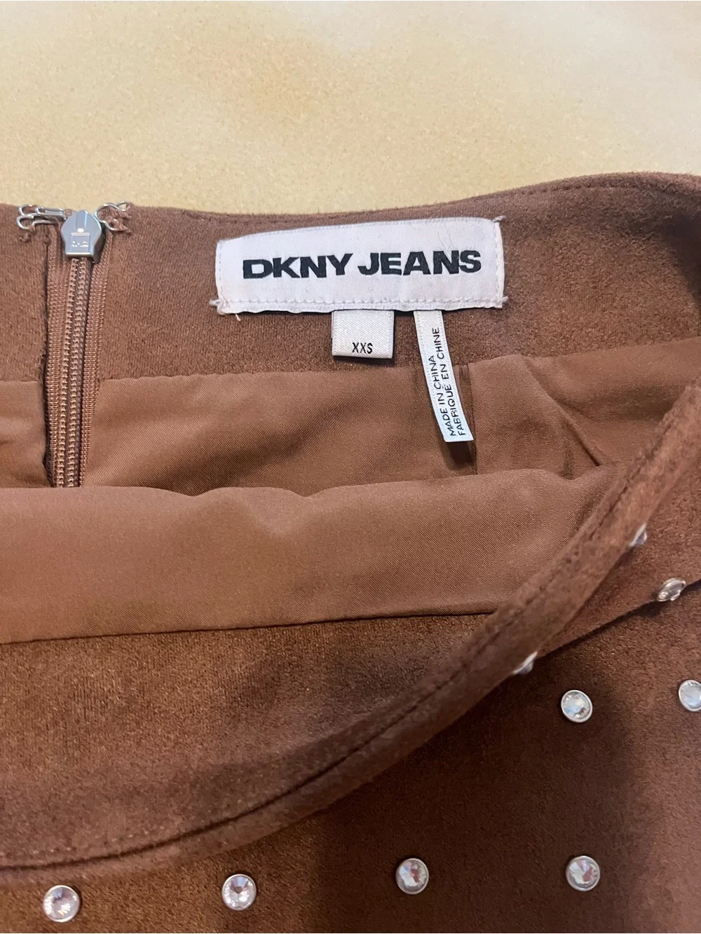 DKNY Jeans Brown Embellished Mini Skirt